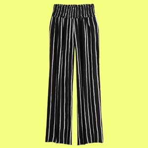 one 5 one Black and White Striped Wide Leg Pants